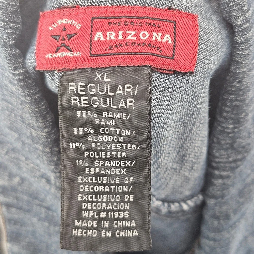 Arizona Denim Jacket Girls Size XL 10/12 Blue Butterfly Embroidered Rhinestone‎